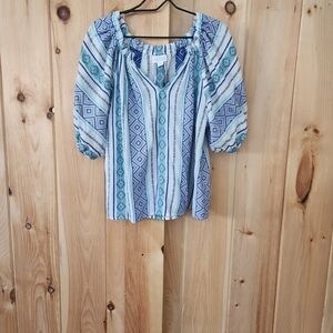 Velvet by Graham & Spencer Striped Geometric Blouse